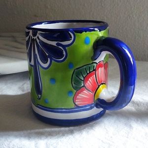Mexican Mug Hand Painted Mexico 2014 Pottery Ceramic
